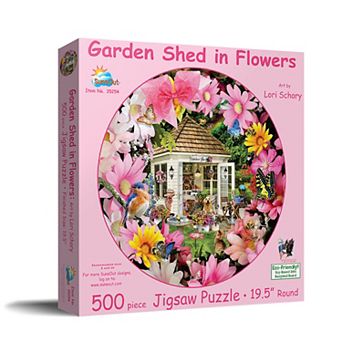 Garden Shed in Flower 500 pc Round Jigsaw Puzzle