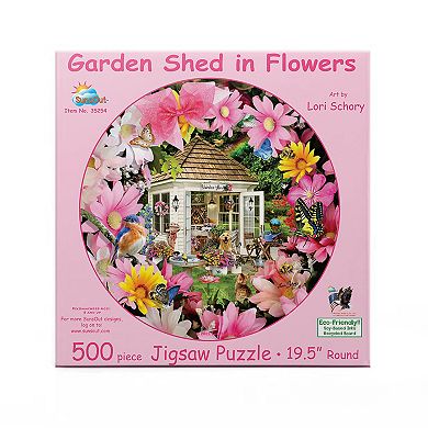 Garden Shed in Flower 500 piece Round Jigsaw Puzzle
