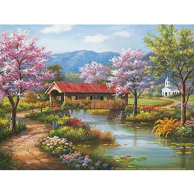 Covered Bridge in Spring 300 piece Jigsaw Puzzle