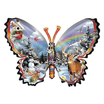 Winter Butterfly 1000 pc Shaped Jigsaw Puzzle