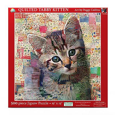 Quilted Tabby Kitten 500 piece Jigsaw Puzzle by Peggy Collins Finished Size 19" x 19" MPN# 71344