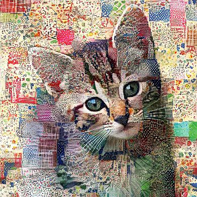 Quilted Tabby Kitten 500 piece Jigsaw Puzzle by Peggy Collins Finished Size 19" x 19" MPN# 71344