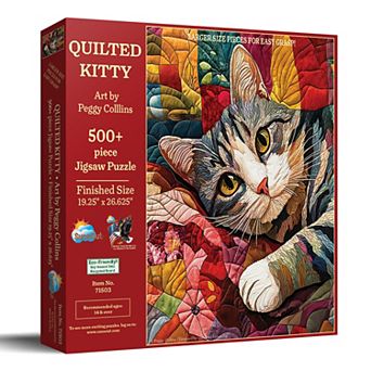 Quilted Kitty 500 pc Jigsaw Puzzle for Adults, Large Pieces,