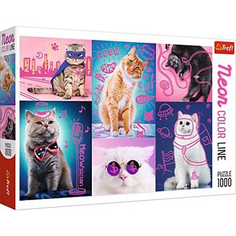 Trefl Red Neon Color Line 1000 pc Puzzle - Super cats