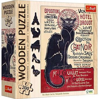 Trefl Wood Craft 200 pc Wooden Puzzle - The Black Cat - Théophile Alexandre Steinlen