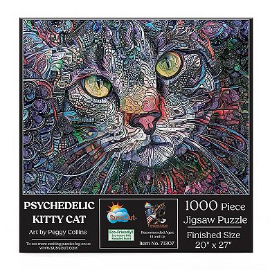 Psychedelic Kitty Cat 1000 piece Jigsaw Puzzle
