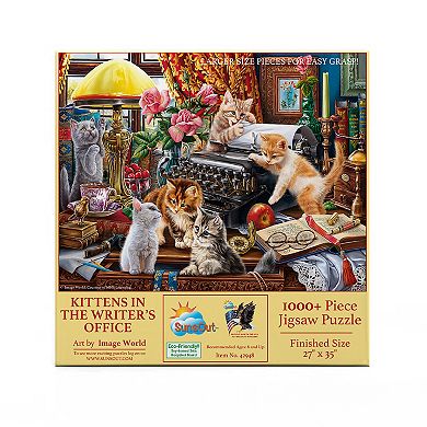 Kittens in the Writer's Office 1000 piece Large Pieces Jigsaw Puzzle