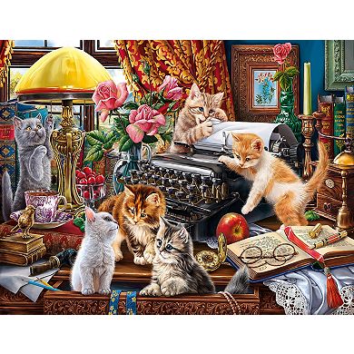 Kittens in the Writer's Office 1000 piece Large Pieces Jigsaw Puzzle