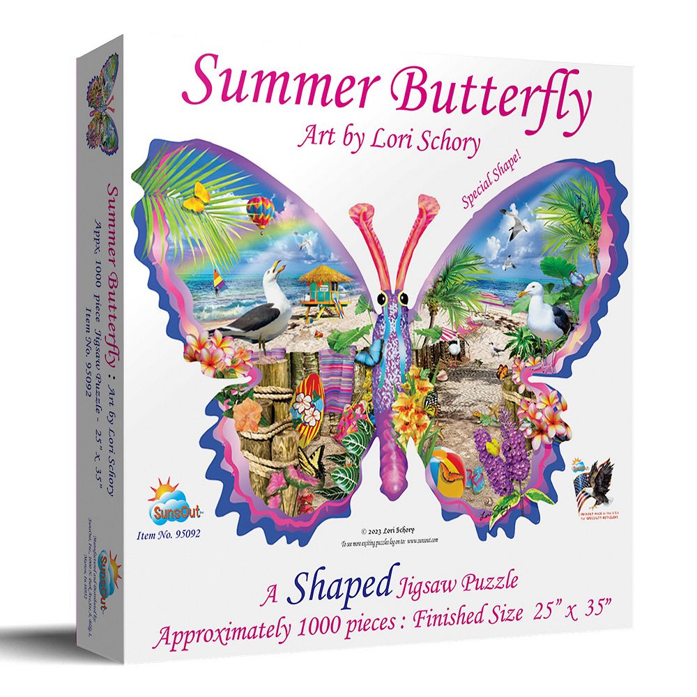 Summer Butterfly 1000 piece Shaped Jigsaw Puzzle