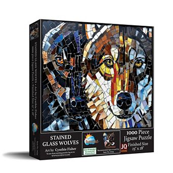 Stained Glass Wolves 1000 pc Jigsaw Puzzle