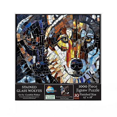 Stained Glass Wolves 1000 piece Jigsaw Puzzle