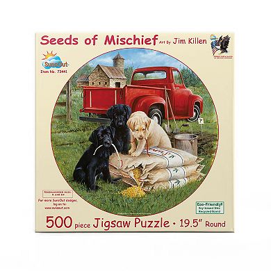 Seeds of Mischief 500 piece Round Jigsaw Puzzle