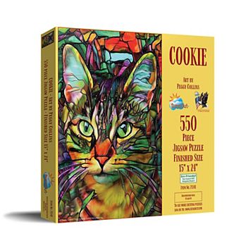 Cookie Stained Glass Cat- 550 pc Jigsaw Puzzle for Adults