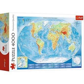 Trefl Red 4000 pc Puzzle - Large physical map of the world / Meridian