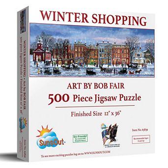 Winter Shopping 500 pc Jigsaw Puzzle by Bob Fair Finished Size 12" x 36" MPN# 63839