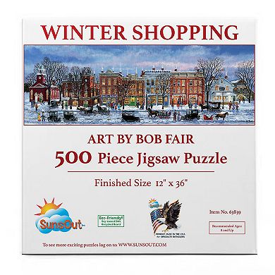 Winter Shopping 500 piece Jigsaw Puzzle by Bob Fair Finished Size 12" x 36" MPN# 63839