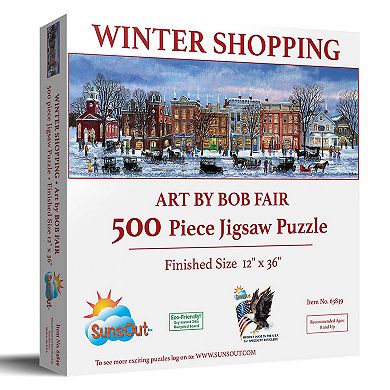 Winter Shopping 500 piece Jigsaw Puzzle by Bob Fair Finished Size 12" x 36" MPN# 63839