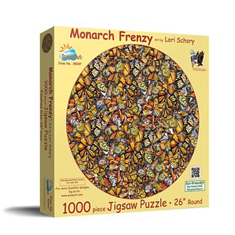 Monarch Frenzy 1000 pc Round Jigsaw Puzzle