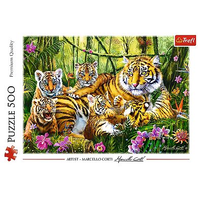 Trefl Red 500 Piece Puzzle - Family of tigers