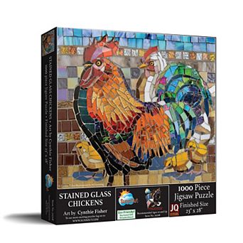 Stained Glass Chickens 1000 pc Jigsaw Puzzle