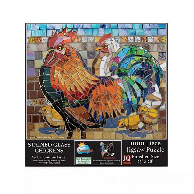 Stained Glass Chickens 1000 piece Jigsaw Puzzle
