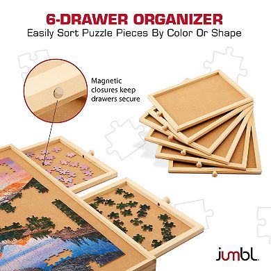 Jumbl 1500-Piece Puzzle Board with Drawers, Foldable Legs & Cover - Wooden Jigsaw Puzzle Table