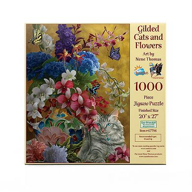 Gilded Cats And Flowers 1000 piece Jigsaw Puzzle