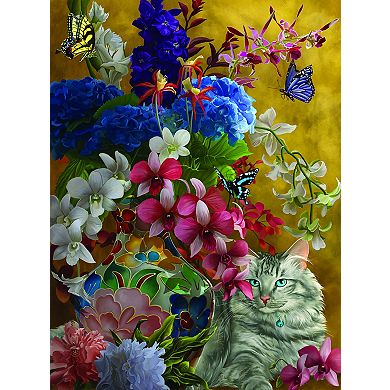 Gilded Cats And Flowers 1000 piece Jigsaw Puzzle