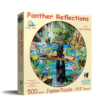Panther Reflections 500 pc Round Jigsaw Puzzle