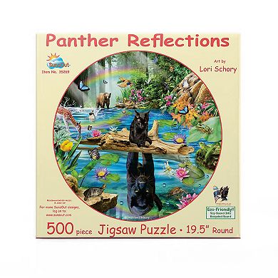 Panther Reflections 500 piece Round Jigsaw Puzzle