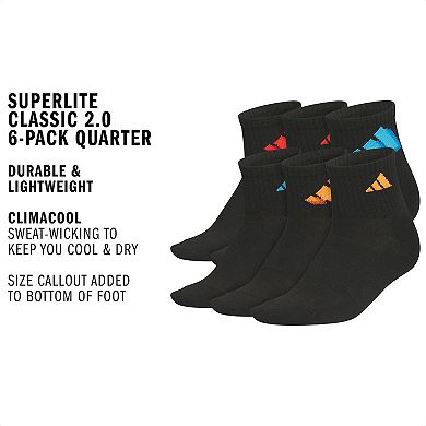 Boys adidas 6-Pack Superlite Classic 2.0 Quarter Socks