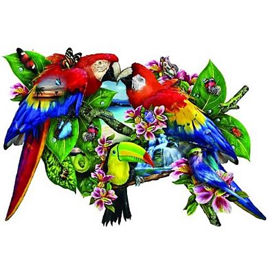 Parrots in Paradise 1000 piece Special Shape Jigsaw Puzzle