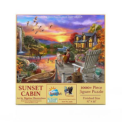 Sunset Cabin 1000 piece Large Pieces Jigsaw Puzzle