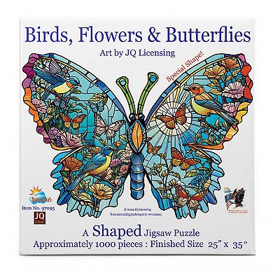 Birds, Flowers and Butterflies 1000 piece Shaped Jigsaw Puzzle