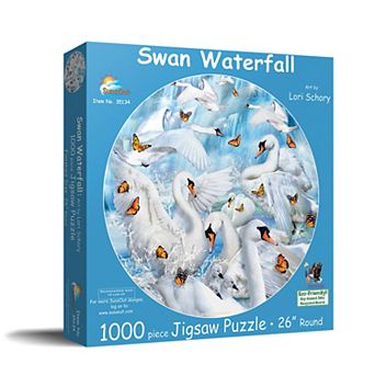 Swan Waterfall 1000 pc Round Jigsaw Puzzle