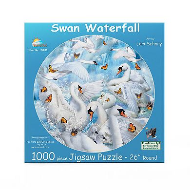 Swan Waterfall 1000 piece Round Jigsaw Puzzle