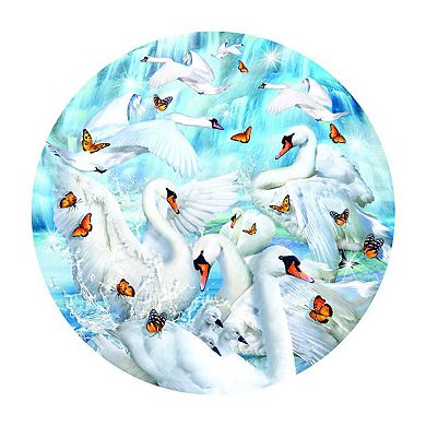 Swan Waterfall 1000 piece Round Jigsaw Puzzle