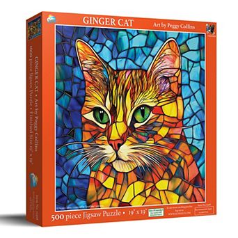Stained Glass Ginger Cat 500 pc Jigsaw Puzzle
