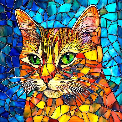 Stained Glass Ginger Cat 500 piece Jigsaw Puzzle