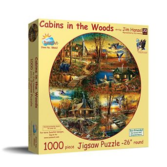 Cabins in the Woods 1000 pc Round Jigsaw Puzzle