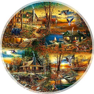Cabins in the Woods 1000 piece Round Jigsaw Puzzle