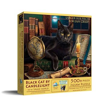 Black Cat by Candlelight 500 pc Large Pieces Jigsaw Puzzle