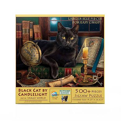 Black Cat by Candlelight 500 piece Large Pieces Jigsaw Puzzle