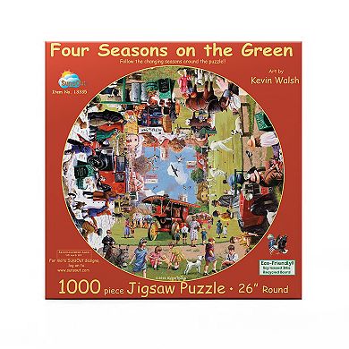 Four Seasons on the Green 1000 piece Round Jigsaw Puzzle