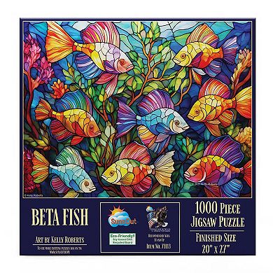 Beta Fish Stained Glass 1000 piece Jigsaw Puzzle for Adults