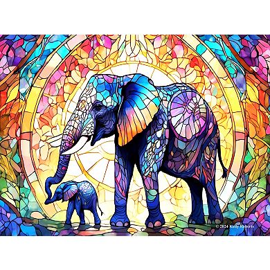 Stained Glass Zoo Elephants 1000 piece Jigsaw Puzzle