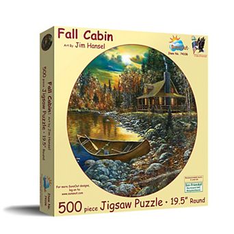 Fall Cabin 500 pc Round Jigsaw Puzzle