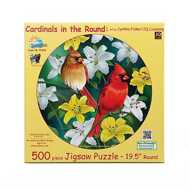 Cardinals in the Round 500 piece Round Jigsaw Puzzle