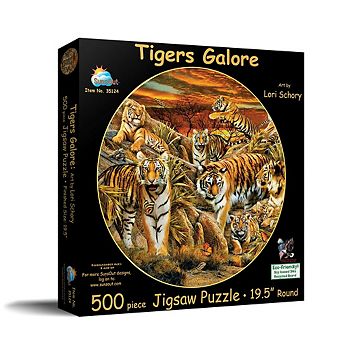 Tigers Galore 500 pc Round Jigsaw Puzzle