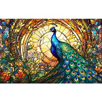 Stained Glass Zoo Peacock 550 pc Jigsaw Puzzle